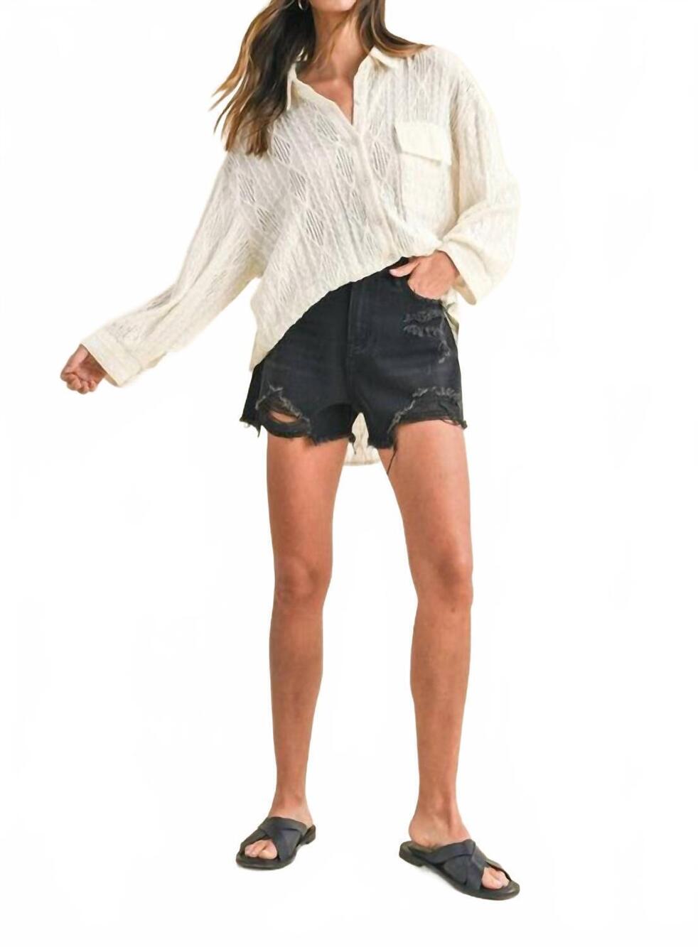NEW ANNIEWEAR caleb cut off shorts in black denim